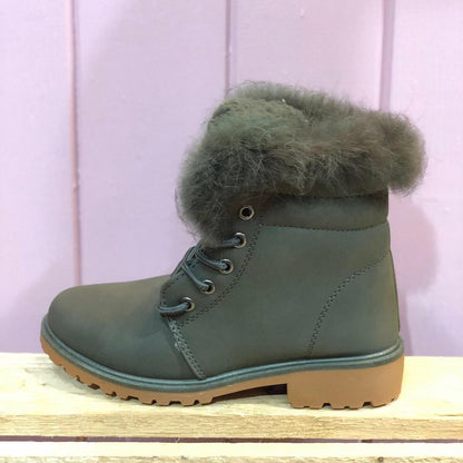 Khaki Fleece Lined Boots