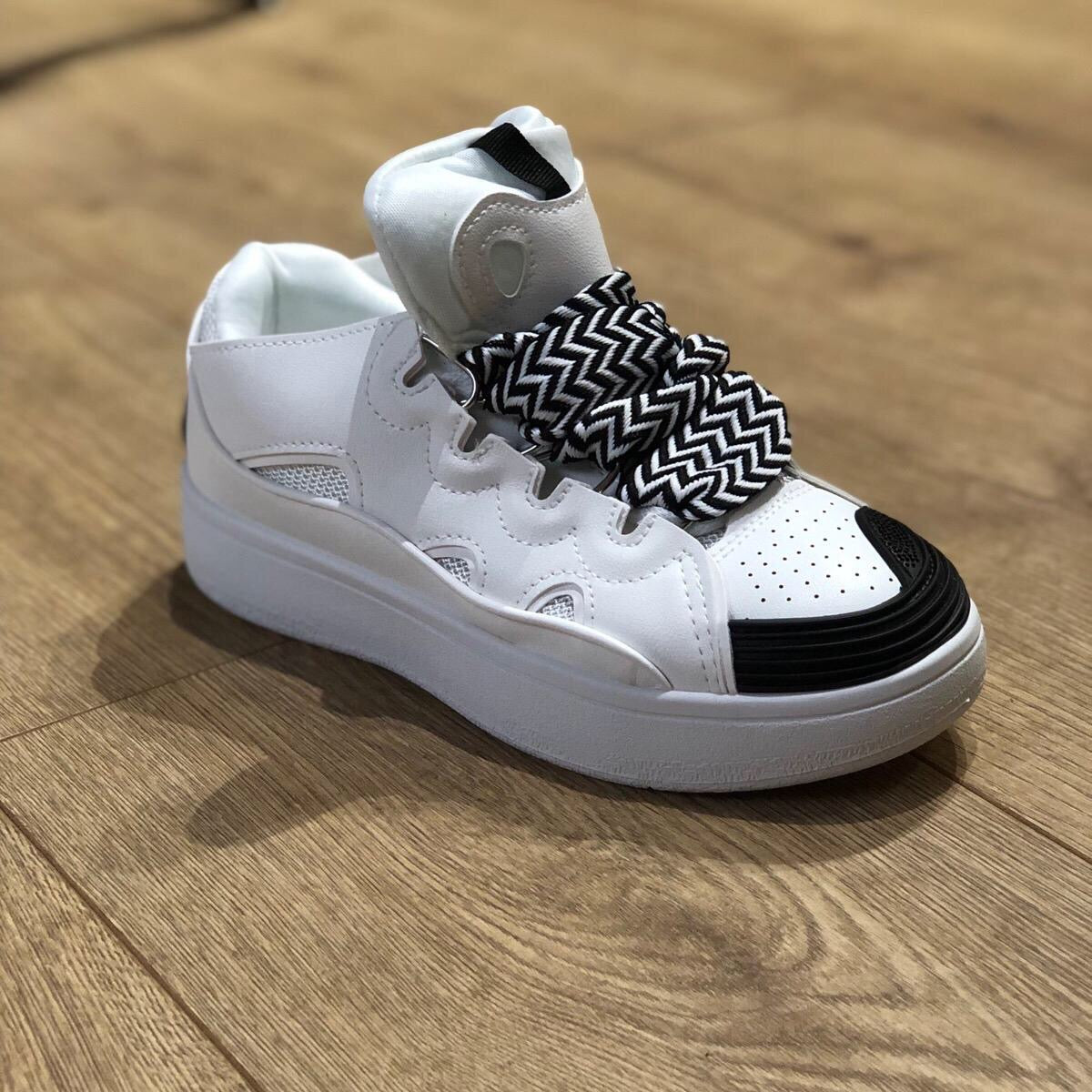 Black & White Bow Lace Chunky Trainers