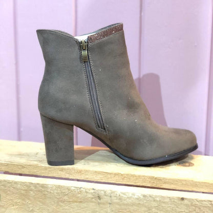 Grey / Rose Gold Ankle Boots