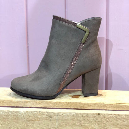 Grey / Rose Gold Ankle Boots