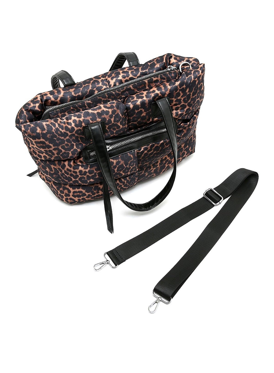 Animal Print Puffer Jacket Tote Bag