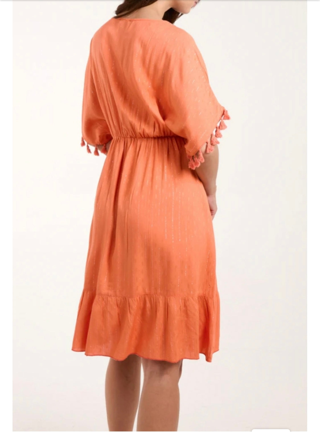 Tassel Midi Dress - Coral