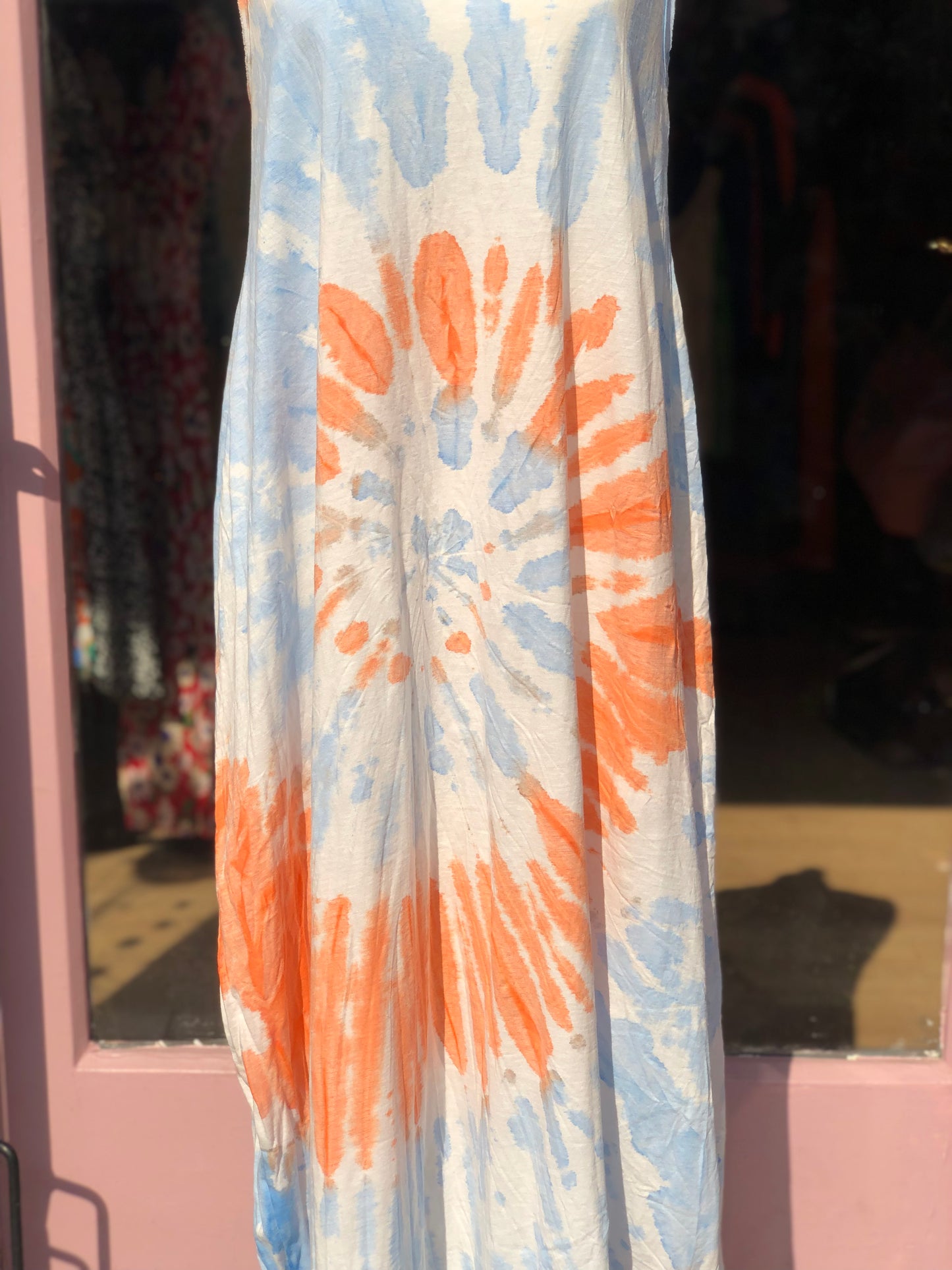 Tie Dye Maxi Dress - Orange / Blue