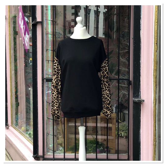 Animal Print Sleeve Sweater