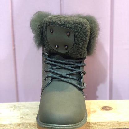 Khaki Fleece Lined Boots