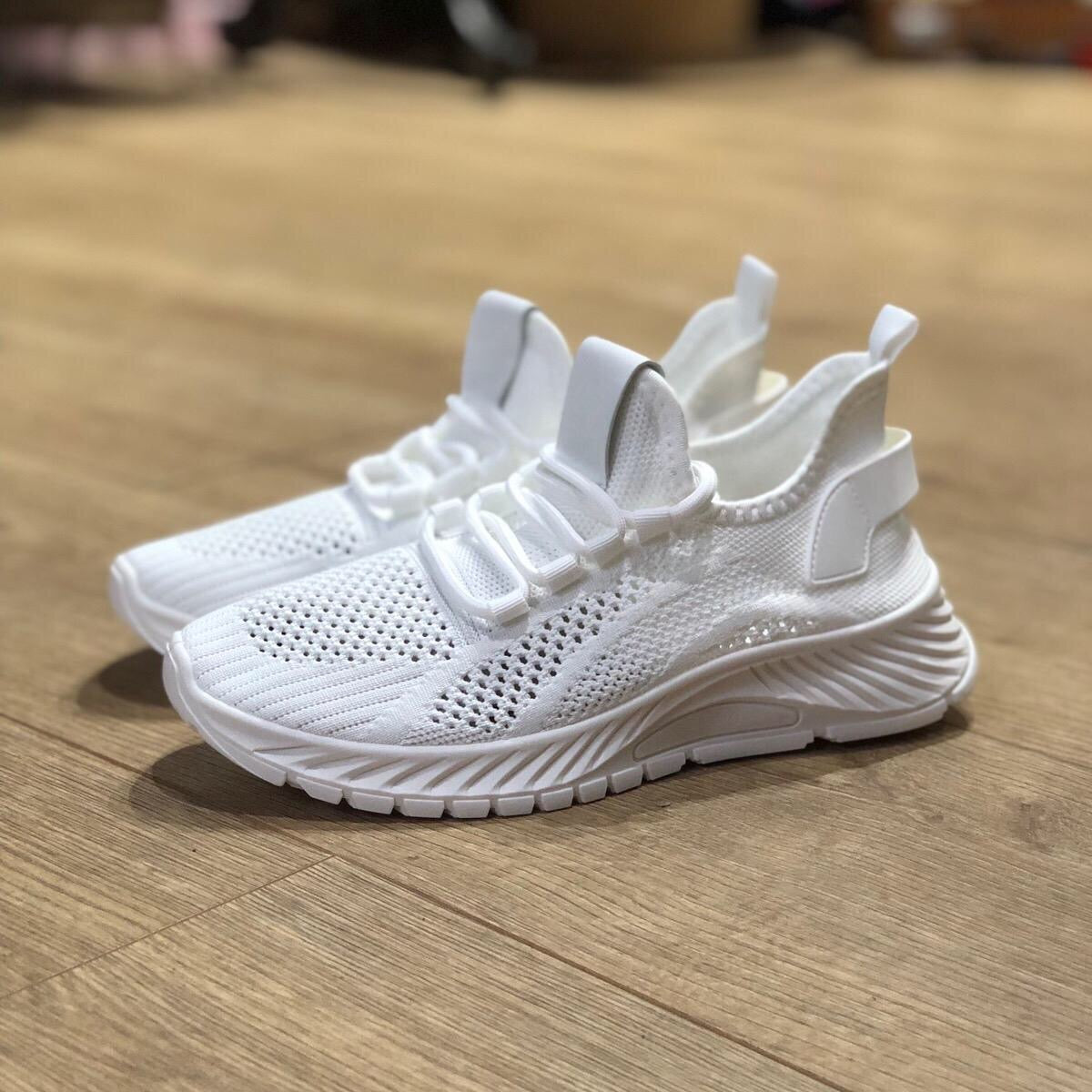 White Mesh Chunky Trainers