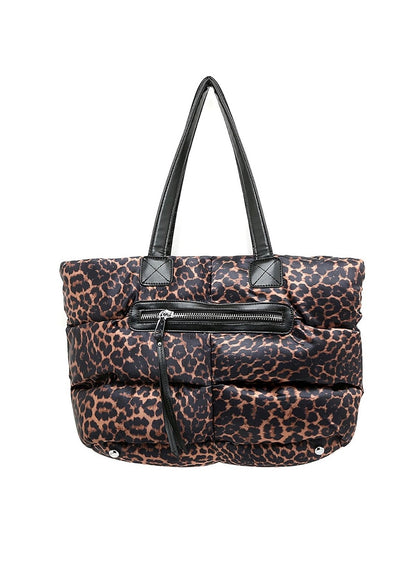 Animal Print Puffer Jacket Tote Bag