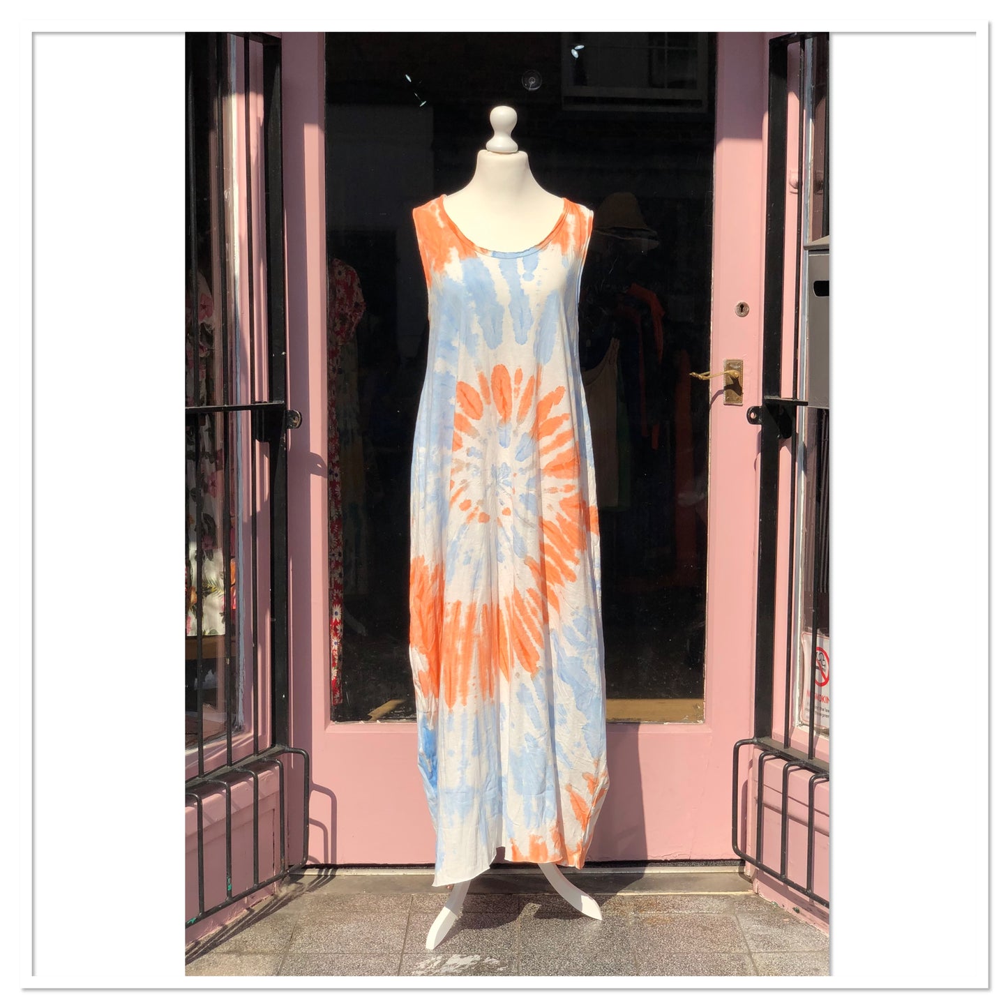 Tie Dye Maxi Dress - Orange / Blue